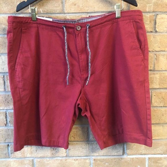 *Havana Jim Mens Shorts Size 38 Red Zip Draw String 100% Cotton Comfort Pockets - Picture 1 of 10